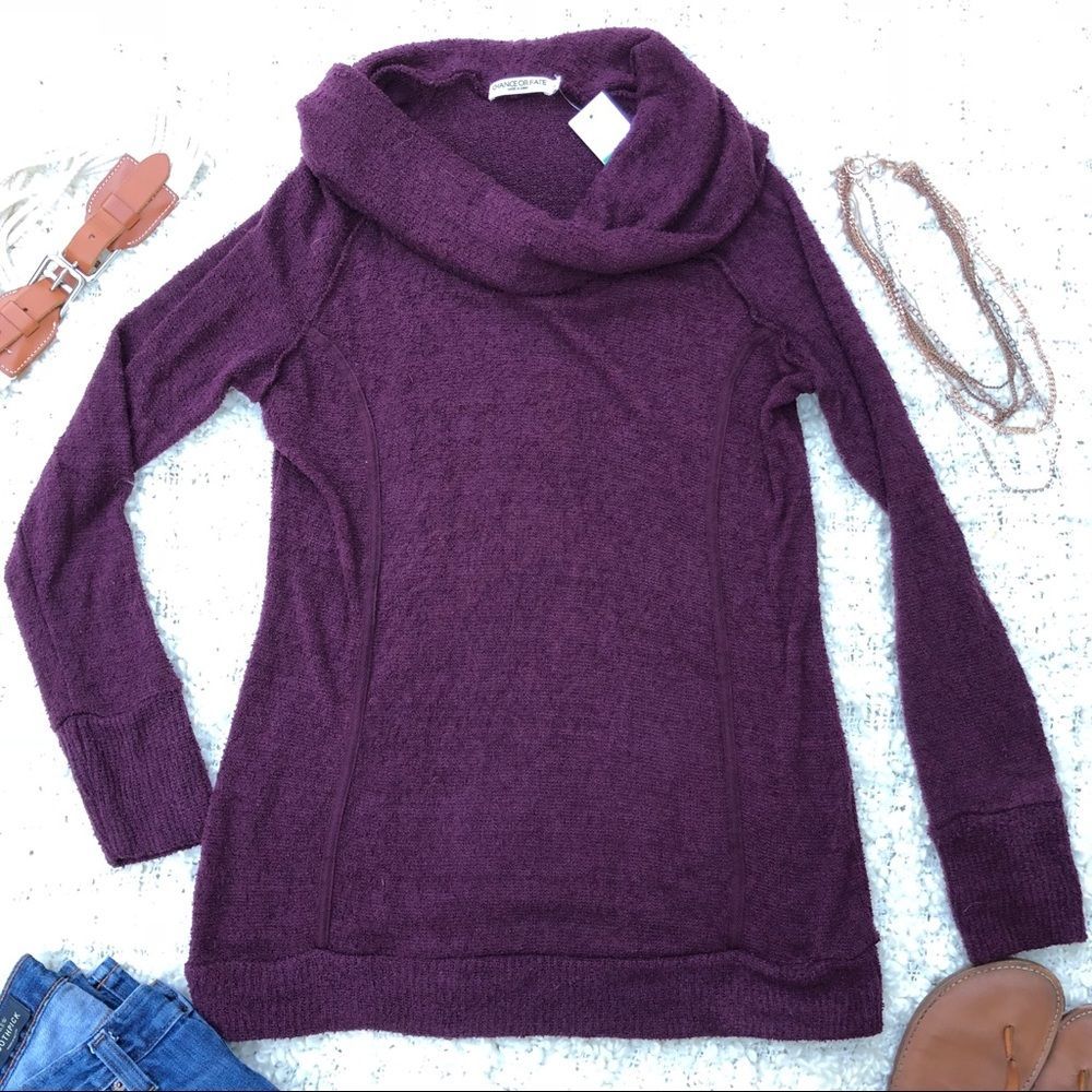 Dry Goods purple terry cloth cowl neck sweater